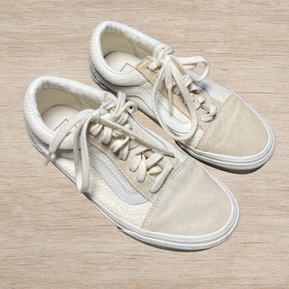 Vans Old Skool Low Off White Cream Woven Shoes Sneaker US Women's Size 5